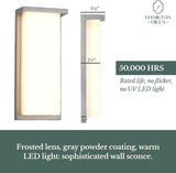 Hamilton Hills 14 Inch Silver Squared Flush Mount Outdoor Light Fixture | Modern Front Door Exterior Light 3000K | Lumora