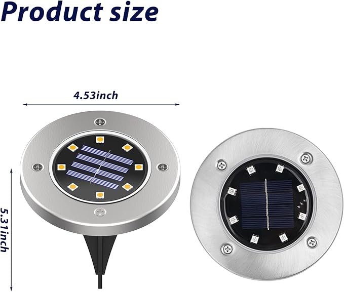 Solar Ground Lights, Solar Light Outdoor,IP68 Waterproof Solar Powered Landscape Lights,Bright in-Ground Light for Gardens, Patio, Pathway,Walkway,Driveway,Porche, Lawn, Deck,8 Pack
