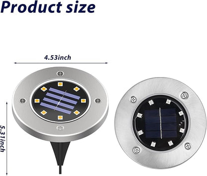 Solar Ground Lights, Solar Light Outdoor,IP68 Waterproof Solar Powered Landscape Lights,Bright in-Ground Light for Gardens, Patio, Pathway,Walkway,Driveway,Porche, Lawn, Deck,8 Pack