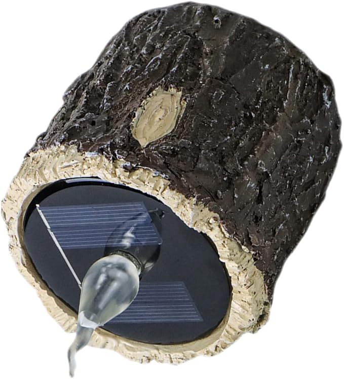 Mipcase Solar Stump Light Outdoor Landscape Light for Garden Patio and Pathway Durable Solar-Powered Decorative Lighting with Realistic Wood Grain Design