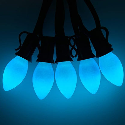 Minetom C7 Christmas Replacement Light Bulbs 25 Pack, C7 Bulbs Clear Incandescent Bulb for Christmas String Light, E12 Candelabra Base, 5 Watt, Blue