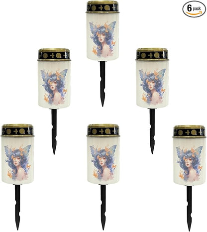Flower Fairy Solar Lights Outdoor,Solar Stake Lights Garden Lights,Waterproof Solar Lights for Outside Yard Patio Landscape Lighting Flameless Lights-Warm White