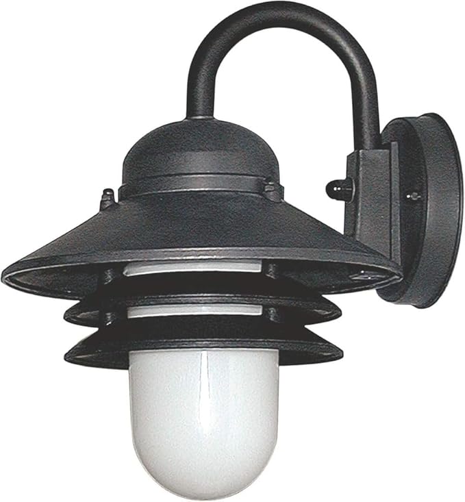 Solus S75VL Nautical Outdoor Wall Light Fixture – Black or White – Composite & Opal Acrylic Lens, LED Bulb | Lumora