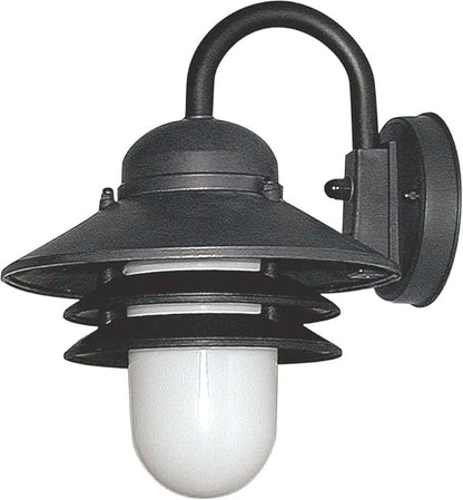 Solus S75VL Nautical Outdoor Wall Light Fixture – Black or White – Composite & Opal Acrylic Lens, LED Bulb Included, Non-Corrosive, Made in USA, (Black, Warm White (3000K), Single Pack)