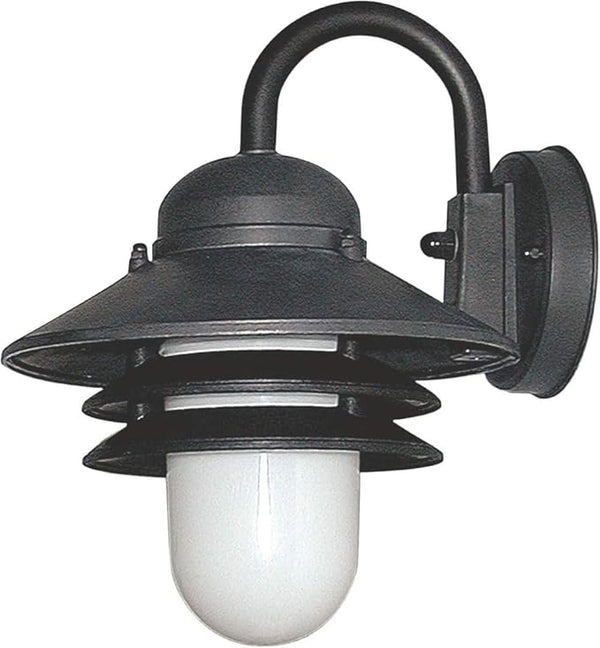 Solus S75VL Nautical Outdoor Wall Light Fixture – Black or White – Composite & Opal Acrylic Lens, LED Bulb | Lumora