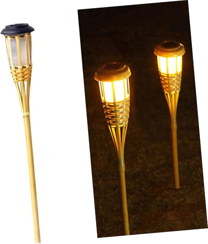 Gatuida 2Pcs Solar Torch Lights Warm Light Outdoor Garden Pathway Lighting Automatic Off Durable Solar Lawn Lamps for Courtyards and Parks Height