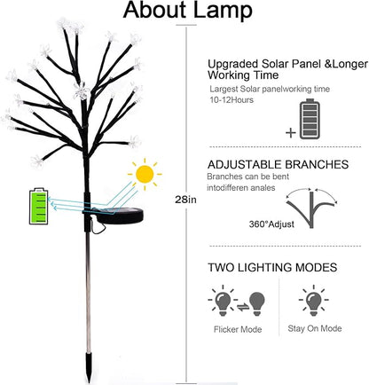 Solar Garden Lights Waterproof, Sola Lights Outdoor Decorative 4Pack,80Led Solar Powered Flowers Garden Decor,Fairy Lights for Yard,Pathway,Outside Decorations,Gardening Gifts for Women Mom