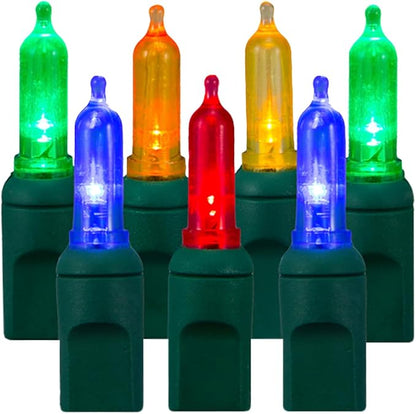 Pro Christmas T5 LED Christmas Lights - 100 Count Classic 5mm String Light Set - Professional Grade Indoor/Outdoor Commercial Holiday Lights for Trees, Bushes, & Décor - Multi Color