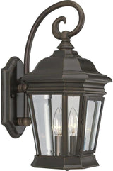 Progress Lighting P5671-108 2-Light Wall Lantern with Clear Beveled Glass Panels and Scroll Arm Details, Oil Rubbed | Lumora