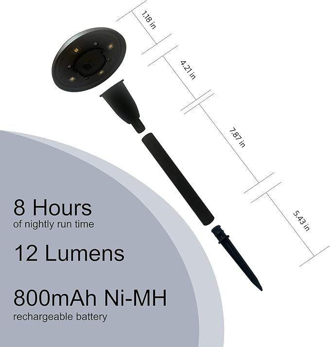 Solar Powered LED Path Lights, Dome Design, 12 Lumen Outdoor Landscape Lighting, 6 Count