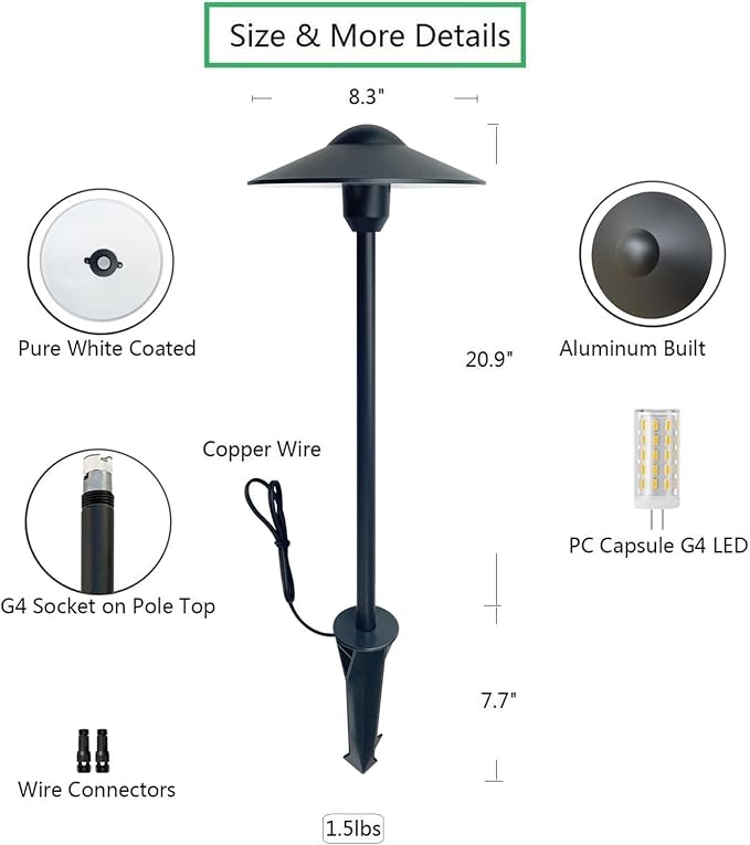 Arrownine Cast Aluminum Low Voltage Landscape Path Area Spread Lighting Pathway Lights Included Ground Spike,Wire | Lumora