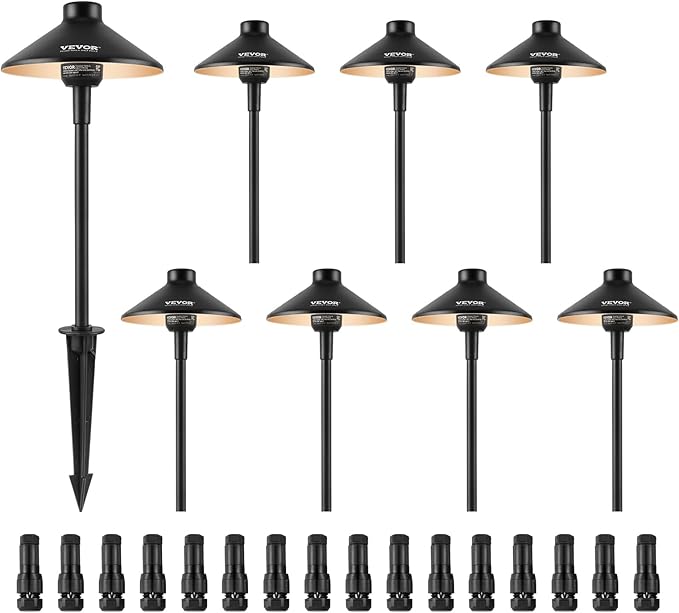 VEVOR 8 Pack Low Voltage Landscape Path Lights, 3W 210LM 12V-24VAC/DC Outdoor LED Pathway Lighting, 3000K Warm | Lumora