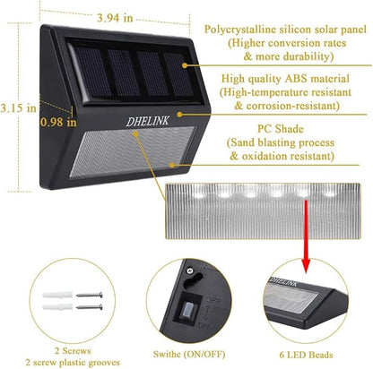 8 Pack Solar Deck Lights Outdoor Waterproof, 6 LED Solar Step Lights, Warm White Auto On/Off Solar Powered Lights for Stairs, Fence, Yard, Patio, Walkway & Garden