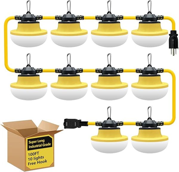 New 100FT Construction String Lights LED Industrial Grade Best for Construction Sites,Renovation | Lumora