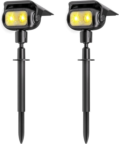 Nreonrick Solar Spot Lights 360° Adjustable Solar Lights Outdoor IP65 Waterproof with 2-in-1 Solar Powered Spotlights for Landscape Lighting for Garden, Yard, Pathway (Warm White, 2 Pack)
