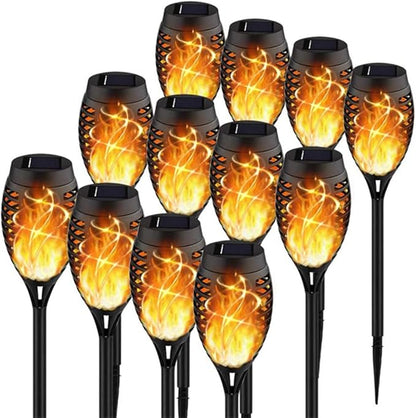 Solar Flame Torch Light, 2 Pack Outdoor Stake Decorative Lighting Yard Pathway, 12LED Portable Energy Saving Outdoor Light