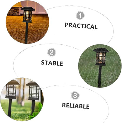 Toyvian Solar LED Landscape Lights for Outdoor Garden Pathway Waterproof 4-Piece Set Dusk-to-Dawn Sensor for Yard Lighting
