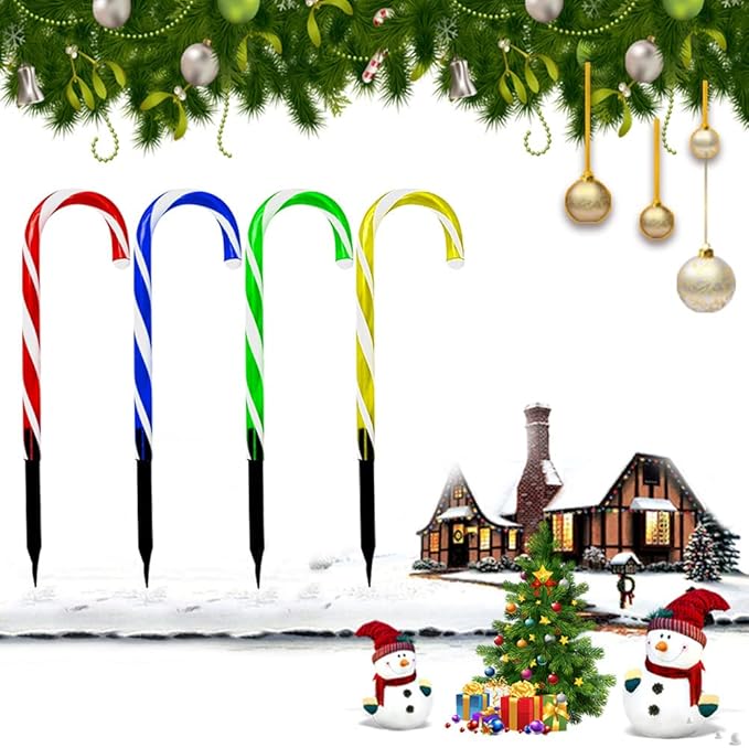 Candy Cane Lights, Christmas Candy Cane Lights, Solar Pathway Lights Outdoor Candy Cane Christmas Decor for Walkway, Driveway, Sidewalk, Garden