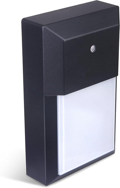 LIT-PaTH Dusk to Dawn Outdoor Wall Lantern, LED Wall Sconce for Porch Lighting Fixture, 12W 1000 Lumens, Aluminum Housing Plus PC, 1-Pack, 5000K-Black Finish