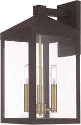 Livex 20584-07 Transitional Three Light Outdoor Wall Lantern from Nyack Collection in Bronze/Dark Finish | Lumora