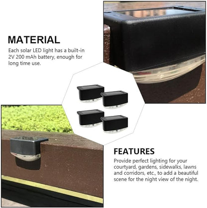 Zerodeko 4pcs Solar Powered LED Outdoor Stair Lights Waterproof Pathway Lamps Warm White Step Lighting for Garden Yard Deck