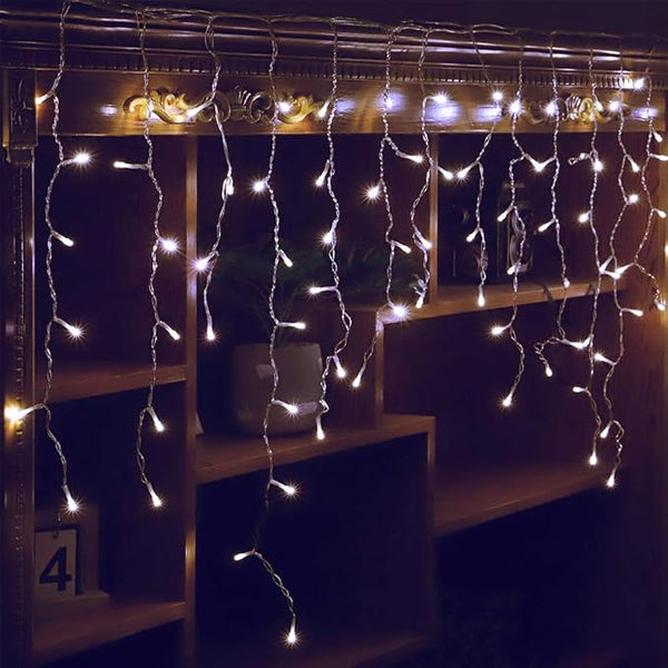 Orangie 8 Modes LED Icicle Lights, 9.8 FT 96 LED Fairy String Lights Plug in Extendable Curtain Light String | Lumora