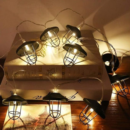 String Lights, LED Outdoor Indoor LED Wrought Iron Hollow Lantern Outdoor Lighted Holiday Displays Hanging Lights Patio Edison Nordic Christmas Decoration Rope Lights