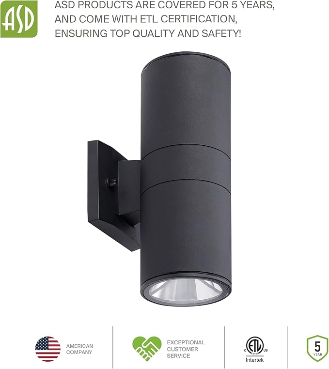 ASD 2 Light Outdoor Wall Light Fixture | 120W E26 Bulb Socket 120V ETL Cylinder Up Down Lights | | Lumora