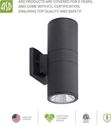 ASD 2 Light Dusk to Dawn Outdoor Wall Light Fixture | 120W E26 Bulb Socket 120V ETL Cylinder Up Down Lights | | Lumora