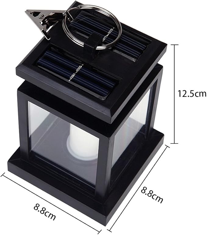 Hanging Solar Lantern Lights Outdoor Decorative Night Light for Patio Landscape Yard Waterproof, White Candle with Warm Light Flicker, Auto Sensor On Off, Lantern Candle Lights (2 Pack)