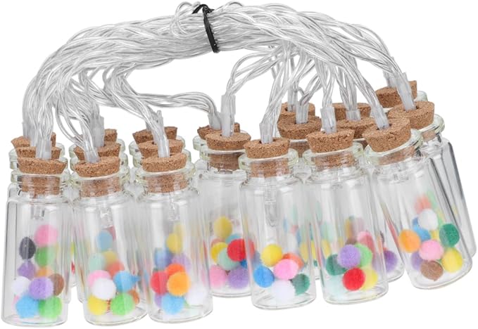 Scene LED Wish Bottle String Light Colorful Pom-Pom Indoor Decor Battery-Free Fairy Light Cork Stopper for Parties and Home Decoration