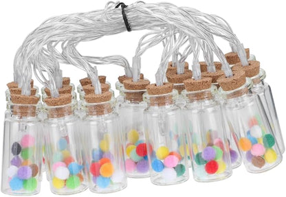 Scene LED Wish Bottle String Light Colorful Pom-Pom Indoor Decor Battery-Free Fairy Light Cork Stopper for Parties and Home Decoration