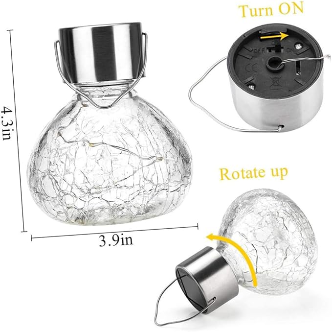 Milisten Solar Cracked Texture Glass Ball Light for Garden Decor Waterproof LED Solar Pathway Light Decorative Design for Outdoor Use