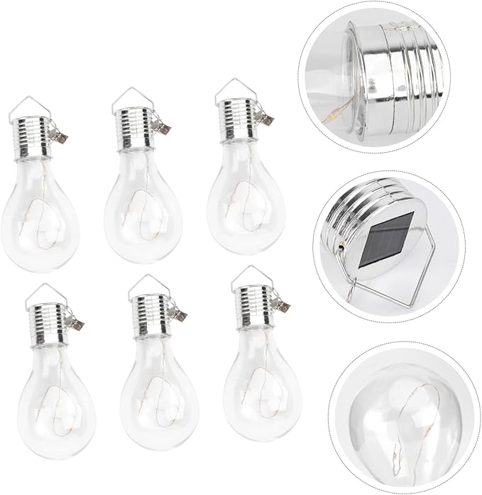 DOITOOL 6pcs Solar Powered Copper Wire Led Hanging Bulb Warm White Light for Garden Patio and - Outdoor Wall Light | Lumora