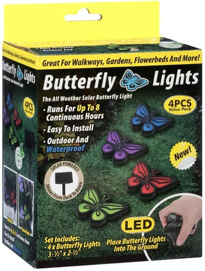 TENKO Butterfly Lights - The All Weather Solar Decorative Indoor Outdoor Lighting Butterfly Light - 4 Piece Set, Black