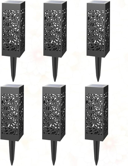 Zerodeko 6pcs Hollow Solar Garden Lights Waterproof Ground Plug Pathway Lamps Warm White Outdoor Landscape Lighting for Lawn and Patio