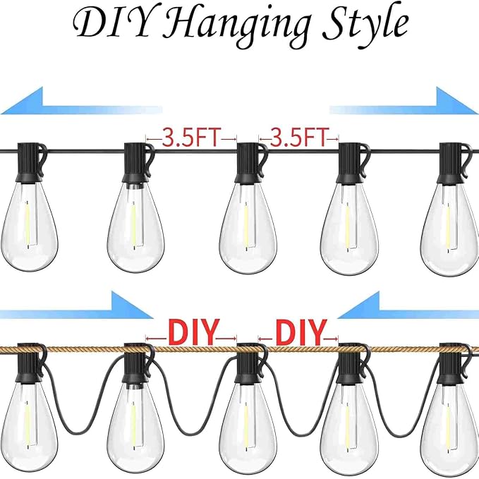 smareal 200FT Outdoor String Lights, LED Patio Lights with 62 Shatterproof S11 Edison Bulbs, Ultra Long Waterproof Hanging Lights for Backyard Deck Porch Party Decor Commercial Use 2700K