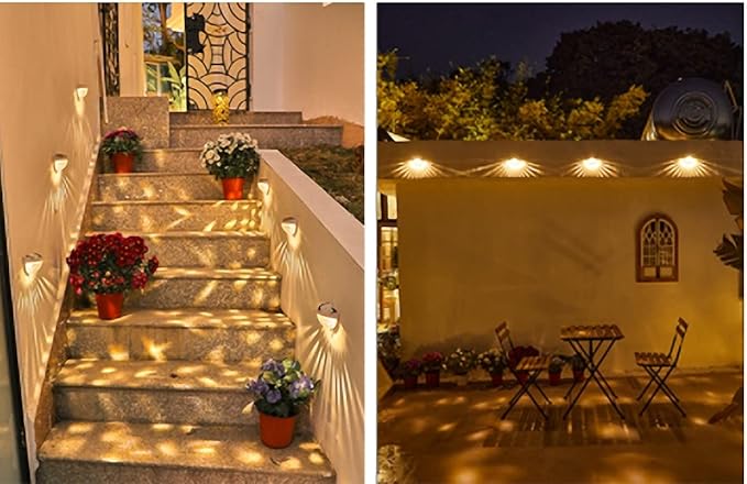 Ulalaza 2Pcs Solar Decking Lights RGB+ Changing Solar Step Lights Outdoor Waterproof Stair Lights for Fence, Deck Patio, Front Door, Stair, Yard & Driveway Path Warm White