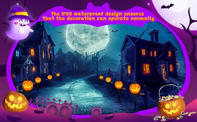 LED Solar Pumpkin Head Ground Light, Halloween Outdoor Atmosphere Decoration lamp, Cute Resin Pumpkin Head Courtyard Landscape Lights.