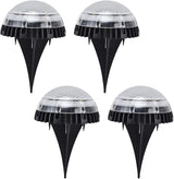 4 Pack Solar with 8 LED Outdoor Ground Lights for Pathway, Lawn & Backyard - and Solar Powered Lighting (White | Lumora