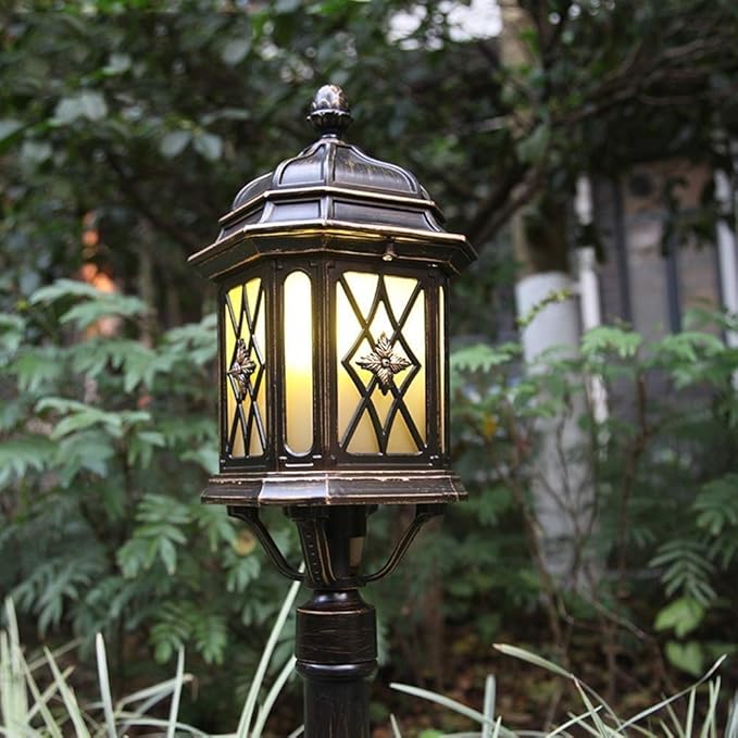 Lights Outdoor Classic Antique Brown Die-cast Aluminum Metal Pathway Lawn Post Pole Lamp IP55 Waterproof Exterior | Lumora