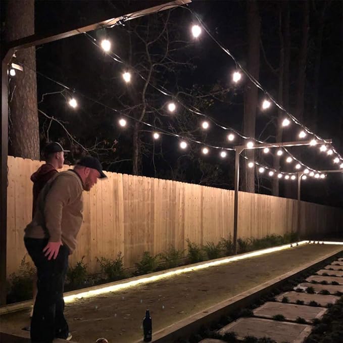 YQL Outdoor String Lights Hanging Kit,Globe String Lights Suspension Kit,164ft Black Vinyl-Coated 304 Stainless | Lumora