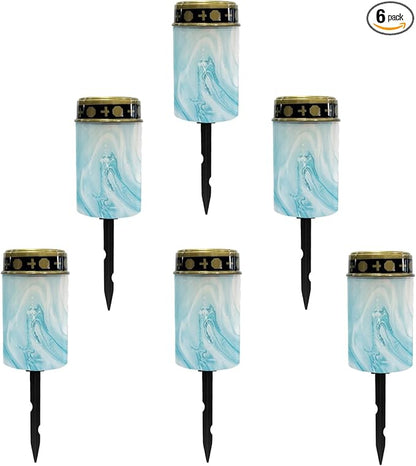 Blue Marble Solar Stake Lights Outdoor Garden Lights Pathway Lights Waterproof Landscape Lighting for Yard Patio Driveway Walkway Pretty Spotlights,Warm White