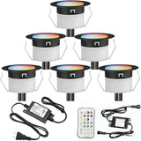 FVTLED Low Voltage Recessed RGBW Deck Light, 6pcs Φ1.22 RGB & Warm White Stainless Steel Waterproof Outdoor Step | Lumora