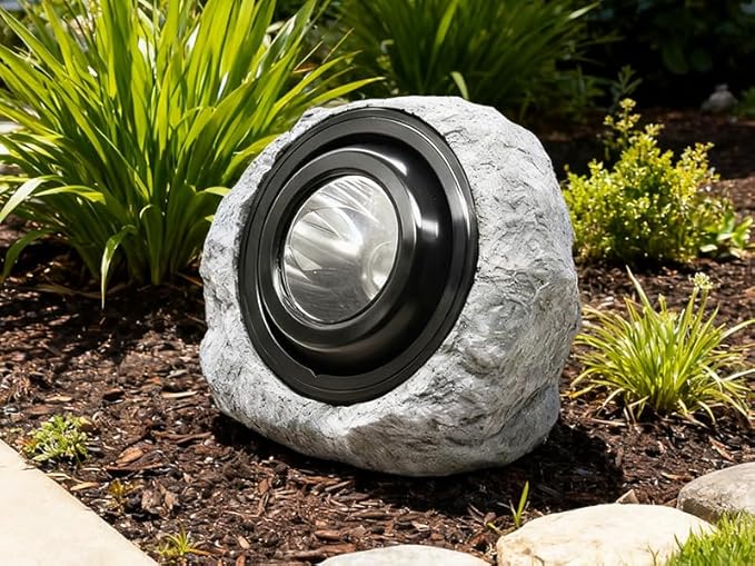 Solar Powered Rock Lights Outdoor- 1 Pack Super Bright Solar Spot Garden with 2 Lighting Modes, IP65 Waterproof Outdoor Decorative for Garden,Backyard, Roads, Yard, Patio Landscape,Sidewalks