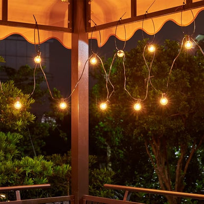 Abeja 50 Feet Patio String Lights with 53 Edison Globe Bulbs and 50 Pack G40 Light Bulbs Replacement, 120V 5W Clear Globe G40 Outdoor String Lights