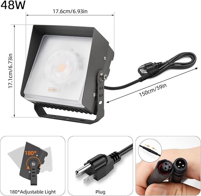Led Landscape Outdoor Spot Light with Anti-Glare Cap - Heavy Duty Waterproof IP65 120V 270⁰ Adjustable Mount, 3000K | Lumora
