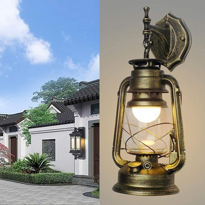 FIKNEE Rustic Wall Sconce Lighting - Antique Vintage Lantern Light Fixture for Porch, Garden, Yard - Retro Outdoor Lamp (Green)