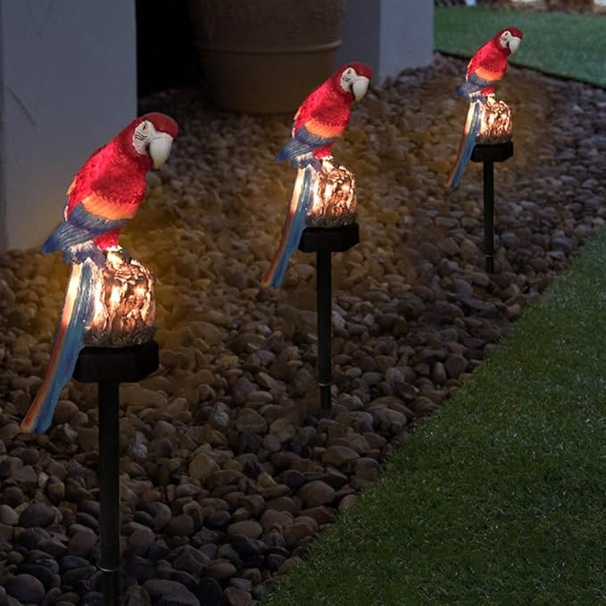 Uonlytech Solar Parrot Garden Light LED Solar Powered Outdoor Yard Lamp Decorative Landscape Light Pathway Patio Driveway