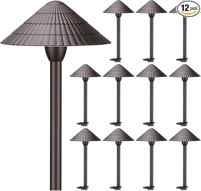 LEONLITE 12-Pack 5CCT LED Low Voltage Landscape Lights, 3W Cast-Aluminum 12-24V Pathway Lights, 1800K-5000K IP65 Path Lights, ETL Listed Landscape Lighting Wired for Yard Lawn, Oil Rubbed Bronze